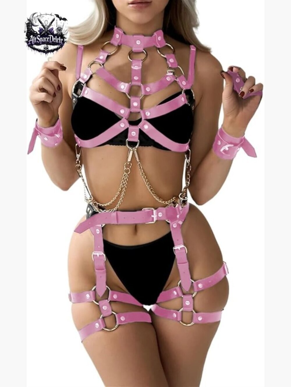 PU Leather Body Chain Waist Belt BDSM Lingerie Harness Goth Punk
